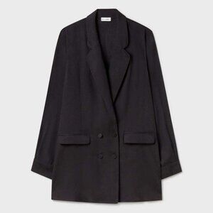 Silk Laundry Relaxed Blazer in Black Jacquard